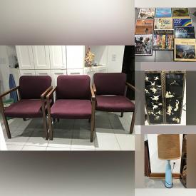 MaxSold Auction: This online auction includes framed artwork, crystalware, table lamps, kids’ toys, furniture such as console table, high back chairs, wardrobes, wood dresser, and nNIB bakeware, books, home decor, glassware, LP albums, small kitchen appliances, and much more!