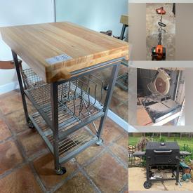 MaxSold Auction: This online auction features Ethan Allen furniture, kitchen island, TV, wheelchair, men’s jackets, pet products, garden tools, power tools, skis, BBQ grill, garden pots, patio furniture, riding mower, exercise equipment and much more!