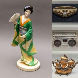 MaxSold Auction: This online auction features jewelry such as 14k gold and diamond ring, amber necklace, and sterling silver, Royal Doulton, Limoges, framed oil paintings, Chinese watercolour on silk, antique display cabinet, stereo turntable and much more!