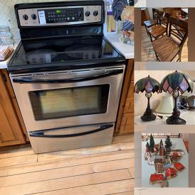 MaxSold Auction: This online auction features signed artwork, crystalware, HO scale trains, furniture such as MCM desk, MCM leather chairs, leather sofa, oak dining table and chairs, oak cabinet and dressers, lighting, stereo receivers, speakers, books, area rugs, kitchenware, small kitchen appliances, Beaumark stove, home decor, copperware, Brinkmann BBQ and much more!