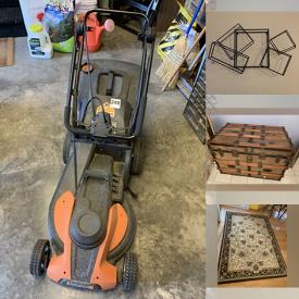 MaxSold Auction: This online auction features patio furniture, garden tools, area rugs, small kitchen appliances, lawnmower, computer desk & chair, metal wall art, Buddha collection, craft supplies, vintage steamer trunk and much more!