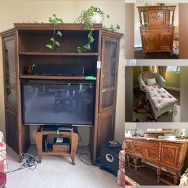 MaxSold Auction: This online auction features furniture such as shelving units, cabinets, chest, wicker lounger, dresser, oak sideboard, oak table, dining chairs, media cabinet, patio furniture. Office desk units, swivel chair, stools and others, seasonal decor, floral decor, refrigerator, portable heater, fireplace, terra cotta bird bath, wall art, luggage, electronics, office supplies, books, rugs, serving ware, small kitchen appliances, Kosta Boda, mirror, sewing machine and supplies, BBQ grill, lamps, linens and much more!