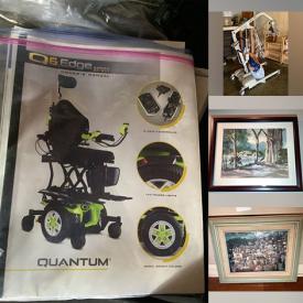 MaxSold Auction: This online auction features framed wall art, loveseats & sofa, TV, antique mirror, printer, small kitchen appliances, bake & cookware, refrigerator, chocolate fountains, washer, dryer, leather sofa, table lamps, medical bed, ramps, electric wheelchair, medical patient lifts, BBQ rill and much more!