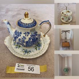 MaxSold Auction: This online auction features crystal ware, fine china, furniture such as kitchen table with chairs, wooden desk, curved front china cabinet, dressers, chesterfield, and oak entertainment unit, glassware, serving ware, small kitchen appliances, home decor and much more!