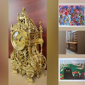 MaxSold Auction: This online auction features a vintage brass mantle clock, Delft artwork, toys, Toronto Blue Jays mug, framed decorative pictures, JVC turntable, lamps, flute, antique radio transistor, wood bedroom set and much more!