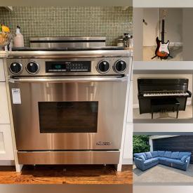 MaxSold Auction: This online auction features Pine end table, glass vase, Black metal mailbox, exterior door, garden trellis, Japanese maple tree, Apple tree and Chrome glass hallway table. Also includes wood end table, crystal chandelier, Asian vase, bathroom sink, fabric curtains, kitchen lot, banker-style lamp, Yamaha piano, Royal Daulton figurines, coffee table, office desk and dining table. Also includes bar stools, bathroom sink, bathroom lights, costume jewelry, sectional sofa, Panasonic microwave, mountain bike, cast iron planter and fiberglass planter. Keyboards and bongos, wall art, basketball net, board games, shelving unit and extension ladder. It also includes kitchen cabinets, steel dishwasher, dacor gas oven, kitchen granite island, solid wood banister and much more!