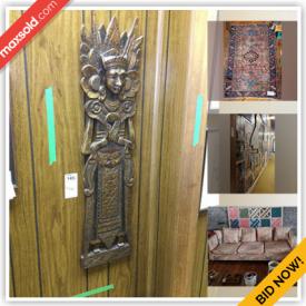 MaxSold Auction: This online auction features furniture such as vintage sofas, tables, chairs, shelving units, buffet, wood desk, wood shelves and others, rugs, books, posters and other wall art, Soapstone sculptures, wall sculptures, rubbings, coins, stamps, amber, vinyl records, toys, plants, candleholders, home decor, child’s sleigh, playbills, crocks, jewelry, quilts, carved items, stuffed animals, fabric art and much more!