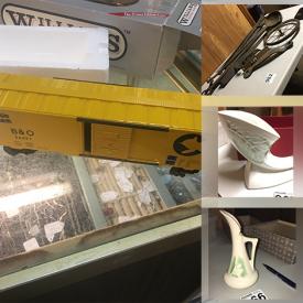 MaxSold Auction: This online auction features toys, fishing gear, display cases, cookie jar, necklaces, Michel Delacroix artwork, framed wall art, yard tools, hand tools, printer, teacup/saucer sets, patio furniture, Roseville pottery, Lladro figurine, vinyl records, train cars and much more!