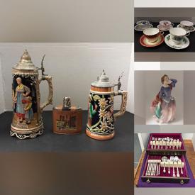 MaxSold Auction: This online auction features framed artwork, costume jewelry, stone carvings, collector dolls, 925 sterling silver, collector plates, steins, fine china, Royal Doulton and much more!