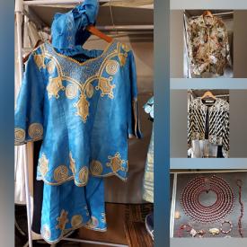 MaxSold Auction: This online auction features women\'s African-style clothing, women\'s evening wear, costume jewelry, elephant collectibles and much more!