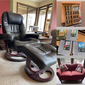 MaxSold Auction: This online auction features vegan leather recliner, Papa San-styled chair, bar stools, MCM-style mugs, small kitchen appliances, area rug, Lazyboy sofas, antique wooden beds, desk, sewing machine, printer, games, puzzles, dovetail jig, ping pong table, doll houses, power & hand tools, tiller, garden tools and much more!