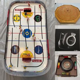 MaxSold Auction: This online auction features roulette wheel, books, Sony cameras, headphones, Miele bicycle, DVDs, vinyl records, turntables, VHS tapes, hockey memorabilia, flags, golf items, vintage Crokinole, tabletop hockey and much more!