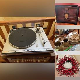 MaxSold Auction: This online auction features furniture such as TV cabinet, loveseat, coffee table and indoor/outdoor chairs, Marantz stereo, vinyl records, lamps, small home appliances, board games, copperware, ceramics, glassware, planters, power tools, holiday decor and much more!