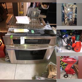 MaxSold Auction: This online auction features furniture such as console tables, chairs, La-Z-Boy chair, deck box, patio table, cabinets, shelving units, storage bench, side tables, office chairs and others, cleaning supplies, Eaton 10” radial arm saw, skid jack, generator, power tools, Karcher power washer, Troy-Bilt wood chipper, cement mixer, yard tools, lattice, log fireplace, salt stone rocks, wall art, rugs, accessories, pet items, linens, storage bins, arts and craft supplies, books, jewelry, kitchenware, small kitchen appliances, stuffed toys, electronics, mirror, figurines, outdoor light fixture, ladder, cedar mulch, Thermador oven and much more!