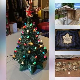 MaxSold Auction: This online auction features porcelain Christmas tree, musical Christmas ornaments, souvenir spoon collection, camping gear, collector plates, gazebo, sports trading cards, power & hand tools, Blue Jays collectibles, costume jewellery, and much, much, more!!!