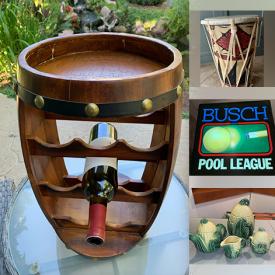 MaxSold Auction: This online auction features McCoy bowls, antique hump back trunk, washboard, wine display stands, vintage Dholak drum, Disney collectibles, vintage tins, live plants, garden pots, kid\'s play food truck, toys, new beauty products, and much more!!