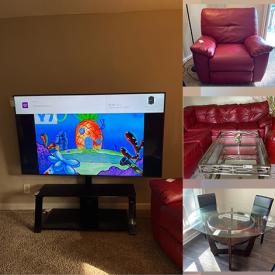 MaxSold Auction: This online auction features a TV, TV stand, Recliner, Lamp, Coffee table, Vases, Mirror, Chairs, Tables, Wall art, Plates & Cups, Microwave, Trash can, Beds, Nightstands, Speakers, Paint supplies and much more!