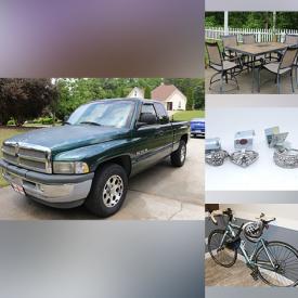 MaxSold Auction: This online auction features 2000 Dodge Truck Ram, NIB lighting, sterling silver jewelry, Murano art glass, DVD players, vintage Beanie Babies, Swarovski crystal, salon stock, oak cabinet, outdoor sectional and much more!