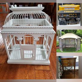 MaxSold Auction: This online auction features antique cabinet, computer cabinet, generator, adjustable bed, mirrors, cedar chest, TV, BBQ grill, rollup hutch, antique bird cage, snow globes, toys, quilts, depression glass, antique oil lamp, Trish Romance prints, games, fishing gear, gazebo and much more!