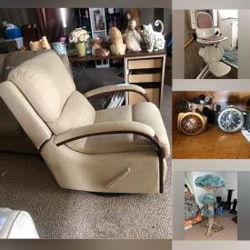 MaxSold Auction: This online auction features sofa with chaise lounge, rocker recliners, animal figurines, collector plates, stairlift, small kitchen appliances, cat collectibles, watches, vintage toys, TV, vintage barbers chair, beauty appliances, cat tree, DVDs, computer desks, painting supplies, power & hand tools, snow blower, leaf mulcher, mobility scooter and much more!