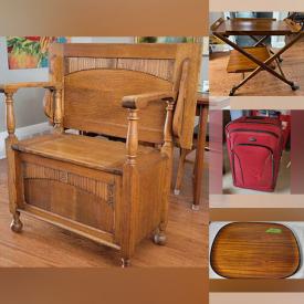 MaxSold Auction: This online auction features original art, antique deacon’s bench, teak bar cart, DVDs, Blu-Rays, vinyl records, vintage Avon, sewing machines, vintage toys, Pandora charms, dog toys, new Portmeirion and much more!