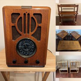 MaxSold Auction: This online auction features home decor, vintage radio, lamps, furniture such as walnut end tables, TV stand, floral couches, bookcases, wood dressers and much more!