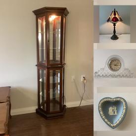 MaxSold Auction: This online auction features curio cabinet, stained glass lamp, floor lamp, collector plates, art glass, art pottery, milk glass, ladies\' clothing, rugs and much more!