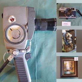 MaxSold Auction: This online auction features items such as Vintage video cameras, Camera accessories, Tripods, Lenses, Vases, Daggers, Polaroid cameras, Flash meters, DVD players, Security cameras, Wall art, Camera cases, Disney movies, Blacklight posters, Cassettes and much more!