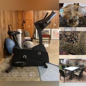 MaxSold Auction: This online auction features furniture such as faux wicker patio chairs, patio storage unit, storage cabinet, pine coffee table, office chairs, bench, La-Z-Boy sofa, buffet, cabinet, table, chairs, onyx table, rocking chair, night tables and others, Yamaha receiver, Sound Dynamics speakers, rugs, floor lamp, Corningware and Noritake china, Lenox, Waterford, barware, plants, record albums, Life Fitness stationary bike, wall art, mirror, camping gear, skis, Napoleon BBQ grill and much more!