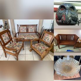 MaxSold Auction: This online auction features vintage loveseat & rocker, live plants, telescope, vintage saddle, vintage upright piano, Italian masks, yarn, costume jewelry, indoor fountain, small kitchen appliances, games, puzzles, collectible plates, antique vanity, art glass, milk glass, loose gemstones and much more!