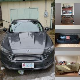 MaxSold Auction: This online auction features a 2017 Ford Fusion, John Deere ride-on mower, lawn tools, wheelbarrow, Busy Bee bandsaw and other power tools, wood clamps, polishers and other hand tools, Kenmore chest freezer, birdhouses, books, magazines, air conditioner unit, vacuum, heater and other small home appliances, suitcases, linens, accessories, sewing kit, cleaning supplies, decor, furniture such as a power recliner, shelving units, chairs, cupboard, table set and much more!