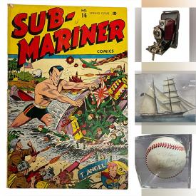 MaxSold Auction: This online auction features vintage chalkware figurines, duck decoys, vintage bottles, sports collectibles, antique pull toy, coins, original Matchbox vehicles, cameras, antique photos, comics, vintage postcards, vintage stamps, Superhero action figures, Madam Alexander dolls, vintage sterling jewelry, teacup/saucer sets, Hugh O’Donnell paintings, antique books and much more!