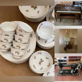 MaxSold Auction: This online auction features fine china, Gulbranson piano, framed paintings, furniture such as vintage bedroom set, MCM china cabinet, slipper chair, antique student desk, dining set and end tables, vintage lamps and much more!