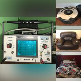 MaxSold Auction: This online auction features stereo amplifiers and receivers, speakers, electronic components, oscilloscopes, electronic testers, furniture such as wood dresser, lift chair, shelving units, sideboard, cabinets and desks, power tools, iRobot Roomba, home decor and much more!