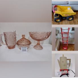 MaxSold Auction: This online auction features vintage ashtrays, Raggedy Ann dolls, vintage Avon bottles, beer stein, vintage kitchen items, Steiff wiener dog, vinyl records, signed books, puzzles, dutch ovens, Royal memorabilia, Mickey Mouse telephones, depression glass, vintage toys, window AC unit and much more!