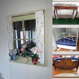 MaxSold Auction: This online auction features Howard Miller grandfather clock, window garden art, antique server, steins, collector plates, Klaussner love seat & recliner sofa, trundle bed, birdcage, TV, antique sewing machine, men’s clothing, antique bedroom furniture, garden art, vintage radio, vinyl records, yard tools and much more!