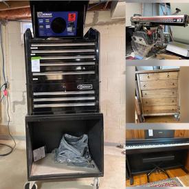 MaxSold Auction: This online auction features Yamaha digital piano, wall art, furniture such as solid wood dresser, storage cabinets, vintage server, and wooden chairs, power tools, lamps, small kitchen appliances, sports equipment, yard tools and much more!