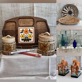 MaxSold Auction: This online auction features carnival glass, antique water pitcher & bowl, vintage tins, antique books, vintage bottles, vintage animal figurines, vintage cigar boxes, studio pottery and much more!