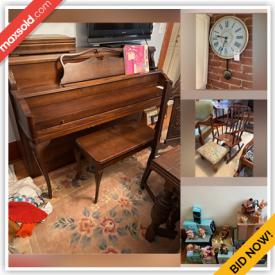 MaxSold Auction: This online auction features furniture such as dressers, chairs, bedframes, shelving units, desk, bookcases, nightstands, rocking chair, washstand, Heintzman upright piano, drop leaf table and others, media, miniature tea sets, books, Limoges dishware, kitchenware, small kitchen appliances, PenDelfin figures, clock, vintage cutlery, seasonal decor, clothing, accessories, office supplies, vintage cameras, lamps, ladder and much more!