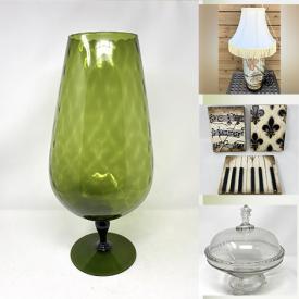 MaxSold Auction: This online auction features vintage Franciscan apple dishes, studio pottery, vintage brass lamp, new scrapbooking supplies, Wade figurines, fused glass wall art, Lladro figurine, Disney-themed toys, wood carvings, teacup/saucer sets, Snowbabies music box, art supplies and much more!