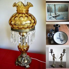 MaxSold Auction: This online auction features art glass, carved wood sculpture, studio pottery, Mexican pottery, teacup/saucer sets, nutcrackers, vintage tools, antique stoneware jugs, vintage Chinese cork diorama, hurricane lamp, Murray Killman landscape painting, Royal Doulton Bunnykins and much more!