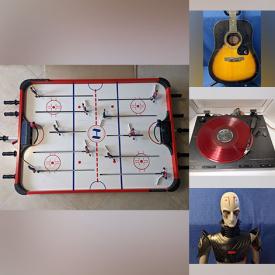 MaxSold Auction: This online auction features hockey table game, accordion, Star Wars collectibles, guitar, art glass, mantel clocks, MCM stereo stand, stereo components, Legos, comics, Trish Romance prints, crockery, vintage Pyrex, snowshoes, metal wall art, vintage toys, vinyl records, and much more!