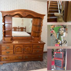 MaxSold Auction: This online auction features furniture such as chairs, outdoor bench, cabinets, TV console, electric fireplace, side table, metal locker, tool chest, office chair, game table, bedframe, Sumter dresser, Lane cedar chest and others, lamps, linens, kitchenware, small kitchen appliances, Nintendo Wii, power tools, hand tools, hardware, clothing, accessories, decor, fishing supplies, wood chipper, yard tools, office supplies, books, Ott lite, Sunbeam heater, clocks, Small World rhythm clock, hammock stand, cleaning tools and much more!