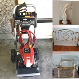 MaxSold Auction: This online auction features tea sets, mirrors, small kitchen appliances, power washer, hand & yard tools, Kroeler bedroom furniture, watches, jewelry, rocking recliner, horse medallions. glass bonsai trees and much more!