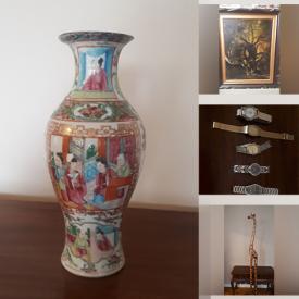 MaxSold Auction: This online auction features a Bicycle, Custom jewelry, Antique Victorian Ewers, Vases, Playing cards, a Biscuit jar, Wall art, Figurines, Tokens, Coins, Watches, Teapots, Ashtrays, Nippon dishes, Silverware, Vintage spice boxes, Crystal bowl, Frames and much more!