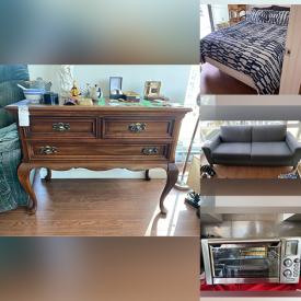 MaxSold Auction: This online auction features furniture such as a bedframe, dining set, bedside tables, dresser, shelving units and others, books, wall art, cleaning supplies, records, home health aids, cleaning supplies, kitchenware, small kitchen appliances, luggage, brassware, decor, lamps and much more!