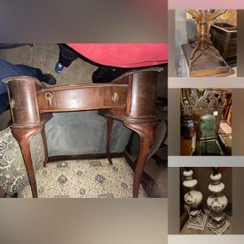 MaxSold Auction: This online auction features antique armchairs, antique partners\' desk & chair, Candleabras, wall sconces and much more!