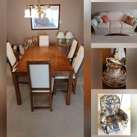 MaxSold Auction: This online auction features framed art, Royal Doulton, wood dining table with chairs, china cabinet, sofas, side tables, dressers and La-Z-Boy recliner, luggage, lamps, crystal ware, LP albums and much more!