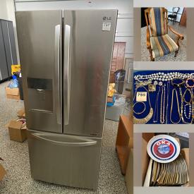 MaxSold Auction: This online auction includes new LG fridge, vintage jewelry, light fixtures, furniture such as Bentwood chairs, Cavavin wine fridge, IKEA desk, computer desk and side tables, LG washer, LG dryer, fine china, CDs, vinyl records, framed art, French double doors, and more!