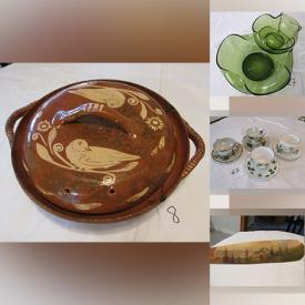 MaxSold Auction: This online auction features art glass, handmade pottery, art deco dishware, Limoges, chalkware, wall art, fine china and much more!